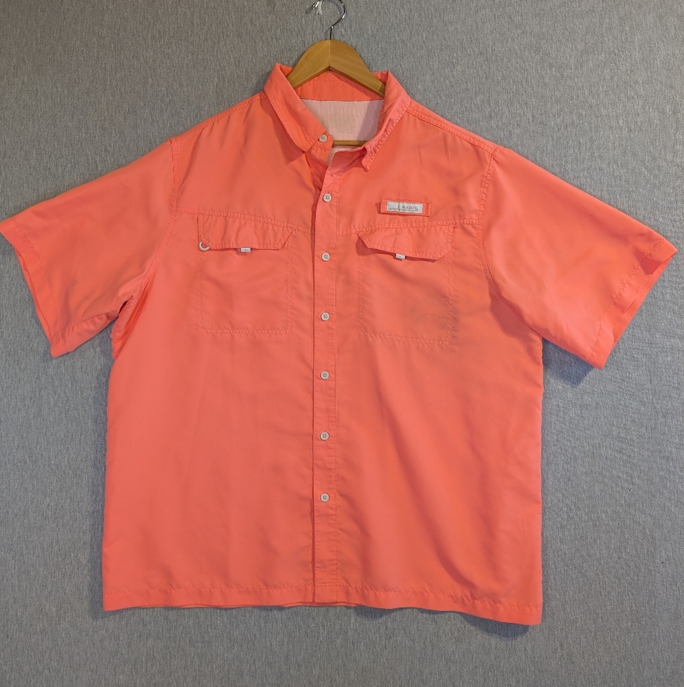 Habit Fishing River Guide Shirt Men's XL Salmon Short Sleeve 100% Polyester